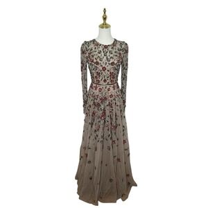 Mac Duggal 5533 Embellished Gown Antique Rose High Neck Long Sleeve Size 2 $798